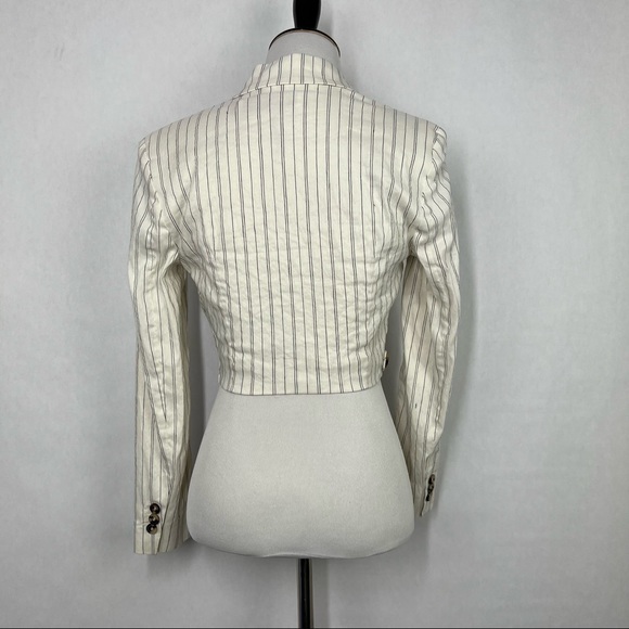 Zara Stripes White Black Women’s Criss Cross Long Sleeve Crop Top Size Small - Picture 5 of 7